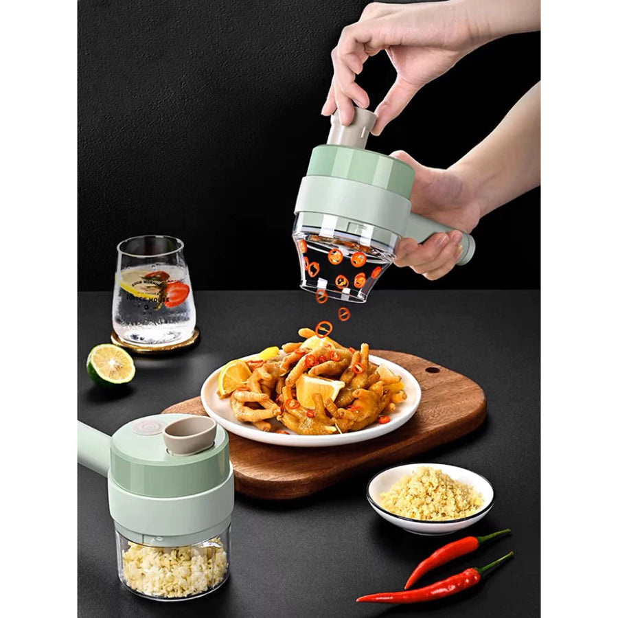 🥕 PowerMax 4X – Tu Nuevo Aliado en la Cocina 🔪 Corta, Pica, Pela y Limpia… ¡Todo con Solo un Botón!